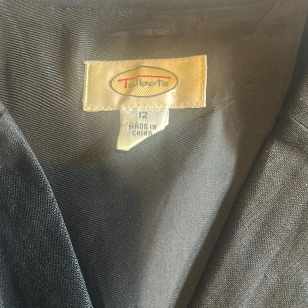 Talbots below the knee Black Dress w copper stitching look pockets button down - Picture 6 of 16